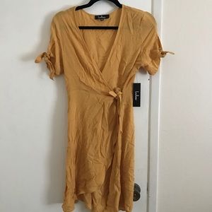 Mustard yellow wrap dress